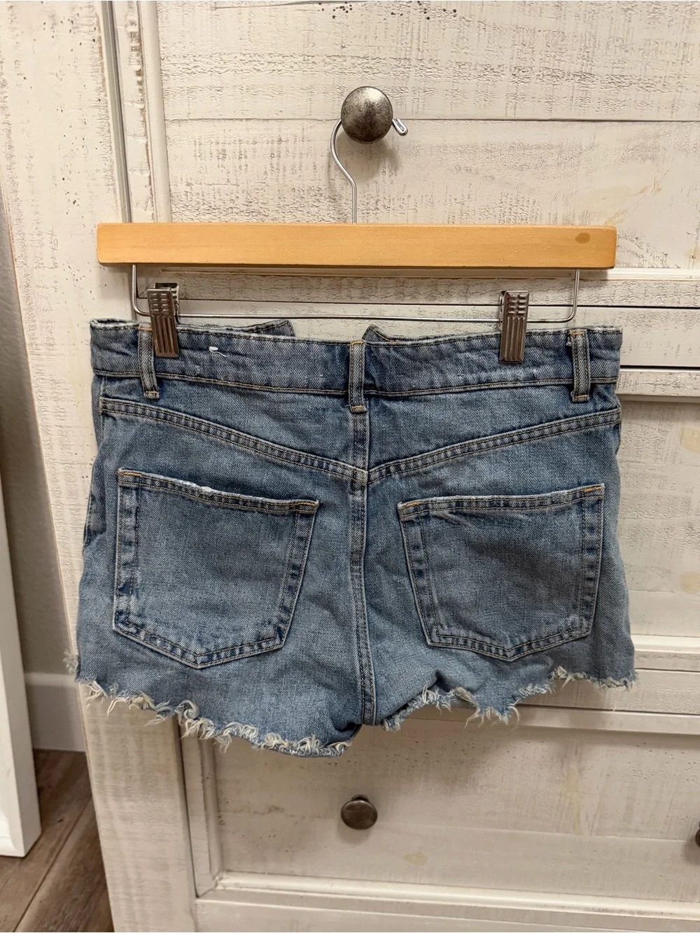 Zara Distressed Blue Denim Shorts